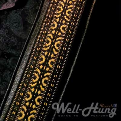 Well-Hung "1969 Series - Mother Popcorn" 3" wide padded black leather guitar strap image 5