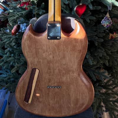 Custom Semi Hollow SG \ Telecaster style with a Purple heart wood top, Custom wound pickups - Roasted maple neck image 3
