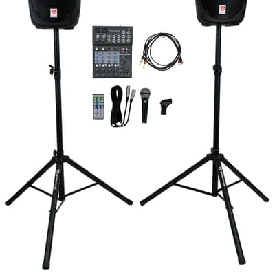 Rockville RPG102K 10" Speakers DJ PA System w/Bluetooth+Mic+Stands+8-Ch. Mixer image 1