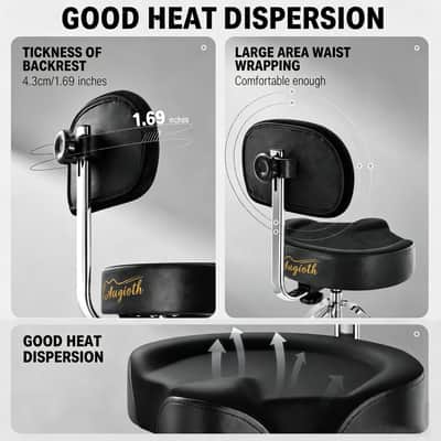 Augioth Drum Throne with Backrest Padded Hydraulic Drum Chair Height Adjustable Drum Stool with Stable Bass Comfortable Memory Foam Drum Seat for Adult Drummers Guitar Players Black image 8