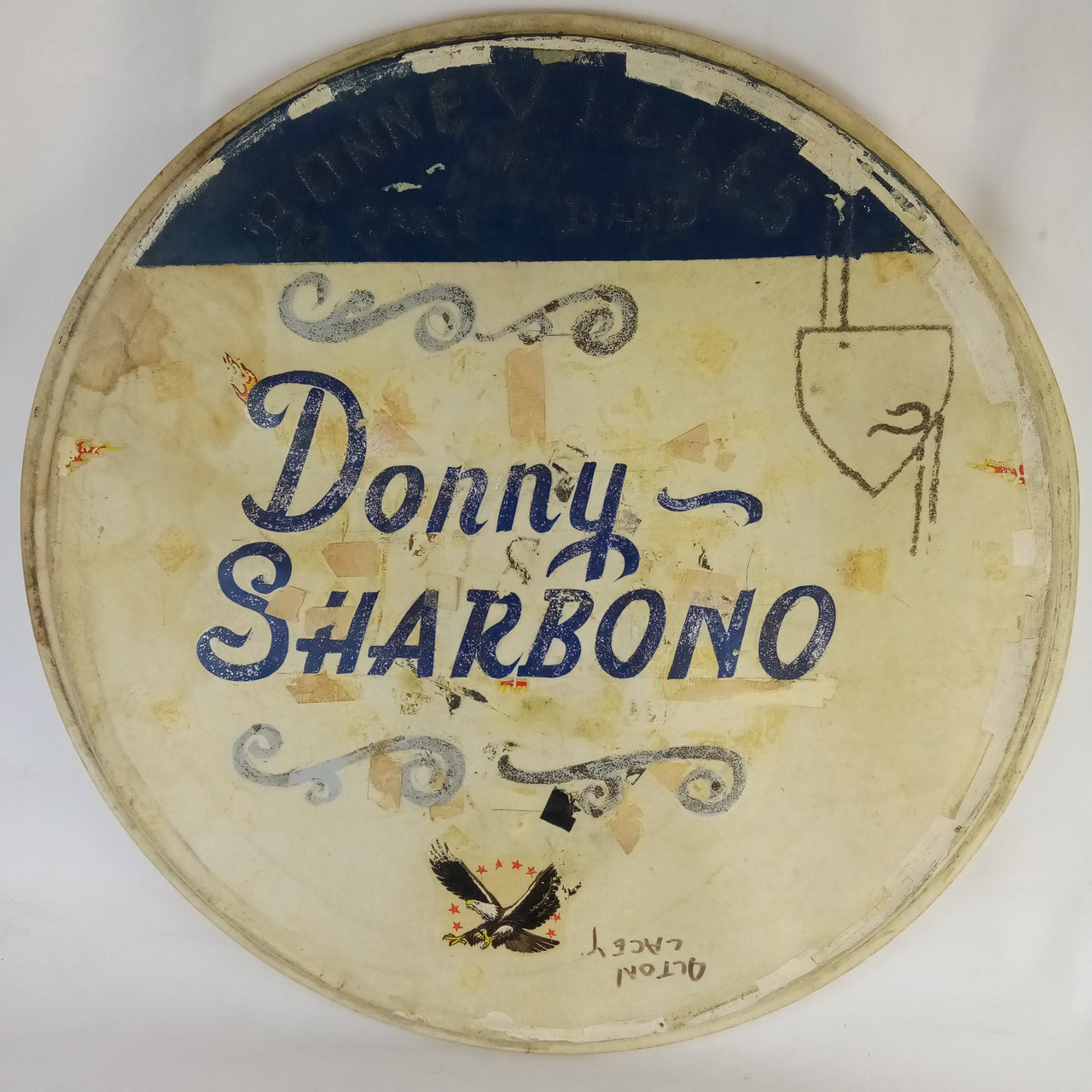 Ludwig 22" Calf Skin Resonant Bass Drum Head Custom Painted "Donny Sharbono" USA — main photograph