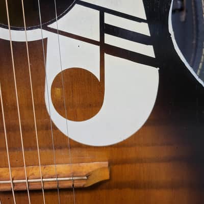 1960's Kay Musical Note Faux Tiger Stripe Parlor Student Guitar Pro Setup Original Soft Shell Case image 5