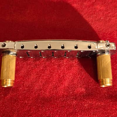 Pigtail Music Wraparound Tailpiece Chrome w/ Gold Bushings image 2
