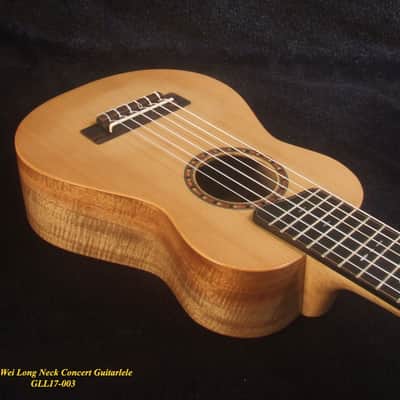 Handmade Concert Long Neck Guitarlele, Solid Spruce, Acacia, Slotted Head, Soft-bag, Bruce Wei GLL17-003 image 8