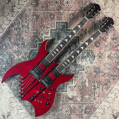 2008 B.C. Rich Bich Legacy Double Neck Transparent Red MIK Made In Korea Electric Guitar W/ Original Hardshell Case! image 3