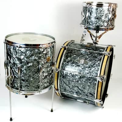 Gretsch 20,12,14"Playboy"Round Badge Drum Set/Kit Black Diamond Pearl Vintage60s image 1