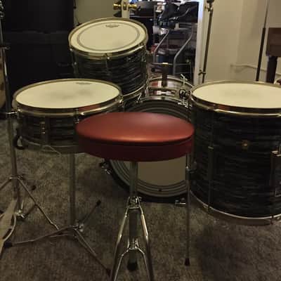 1966 Ludwig Black Oyster Pearl Club Date Drum Kit - w/matching Snare Drum RINGO! image 5