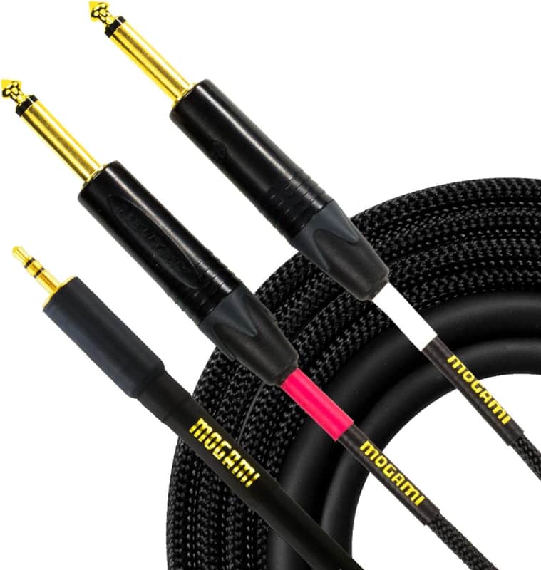 Mint Mogami Gold 3.5-2TS-20 Stereo Audio Y-Adapter Cable, 3.5mm TRS Plug to Dual 1/4" TS Plugs, Gold Contacts, Straight Connectors, 20 Foot image 1