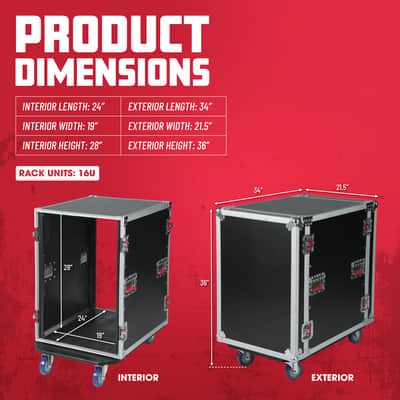 B-Stock Gator Cases G-TOUR Series Deep Audio Road Rack with Heavy-Duty Casters and Tour Grade Hardware, 24" Rackable Depth, 16U (G-TOUR 16U CAST) image 6