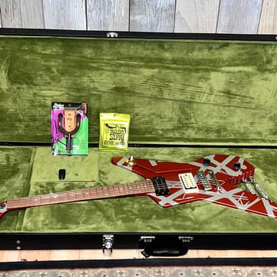 New EVH Striped Series Shark Burgundy/Silver Stripes, Package Deal Includes: EVH Fitted Hard Shell Case & Extras, Best Deal On The Planet Ships Fast, Buy It Here ! image 22