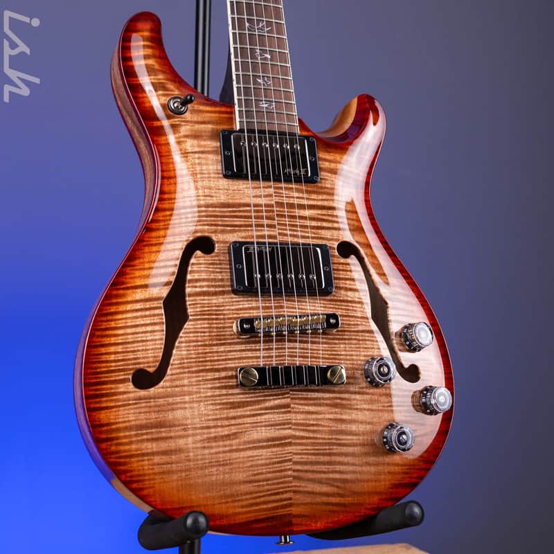 PRS Wood Library Hollowbody II 594 10-Top Brazilian RW Fretboard Autumn Burst Custom Color image 1