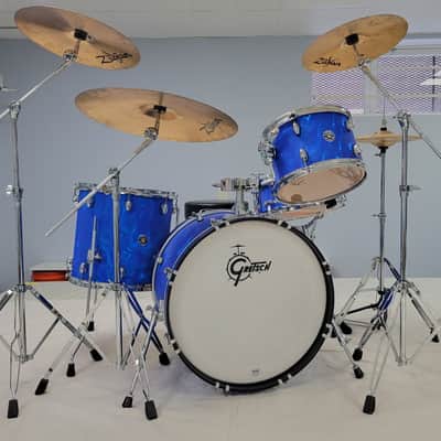 Gretsch Catalina Club 20/12/14 Drum Kit – Blue Satin Flame – Complete Turn-Key Set w/ Zildjian Cymbals – Barely Used image 1