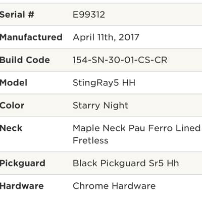 Ernie Ball Stingray 5 HH Fretless 2017 Starry Night Sparkle Burst (limited run) image 4