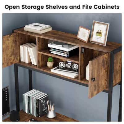 L-Shaped Music Studio Desk with LED Lights, File Drawer & Monitor Shelf - Ultimate Workspace for Two image 5