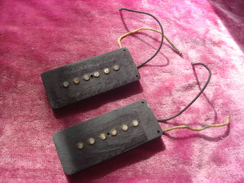 Vintage 1959 Fender Jazzmaster Pickup Set Black Bottom 1958 1960 1961 1962 1963 image 1