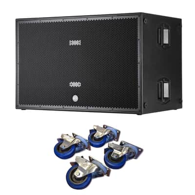 RCF SUB 8006-AS Active Subwoofer Sub + Casters 4-Pack Locking Wheels image 1