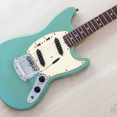 1968 Fender Mustang Vintage Offset Guitar Daphne Blue w/ Case image 1