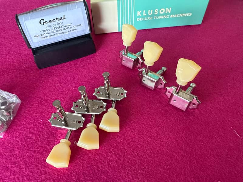 Kluson  No line 3 + 3 tuners Left and rigth hand used in Gibson Les Paul 1952 to 1956 2020 Nickel image 1