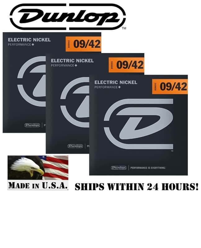 Dunlop 9-42 3 pack Nickel Plated Electric Guitar Strings image 1