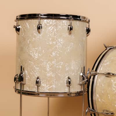 1965 Slingerland "Gene Krupa Deluxe" White Marine Pearl Drum Set image 3