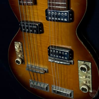 Höfner Double Neck Bass/Guitar Modell 191-1 from 1961 in sunburst with transport case image 6