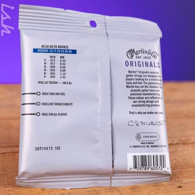 Martin M150 13-56 Medium The Originals 80/20 Bronze Acoustic Guitar Strings image 2
