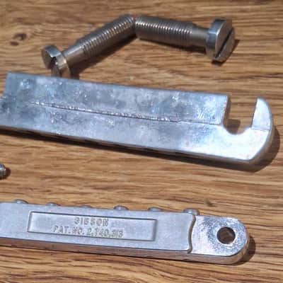 Vintage Gibson ABR-1 Patent Number Bridge & Tail Piece - 1965-72 - Nickel image 3