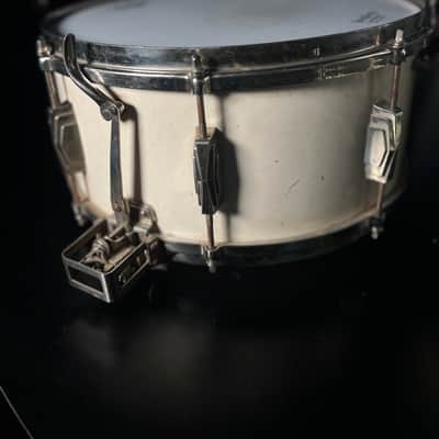 Vintage 1936 Ludwig & Ludwig 6.5x14" Super Solid 1ply Maple Snare Drum in White Duco & Nickel Plated Hardware image 6