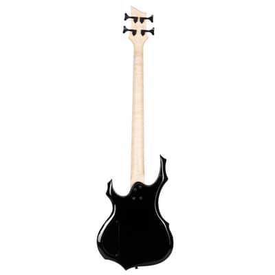 Full Size Glarry 4 String Burning Fire enclosed H-H Pickup Electric Bass Guitar with 20W Amplifier/ Bag/ Black image 3