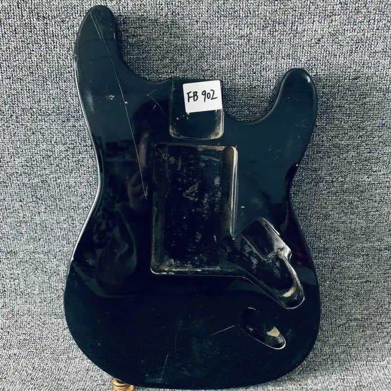 Black Stratocaster Style Guitar Body with Finish Damage image 1