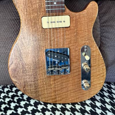 Custom Hybrid Offset Tele 5A Grade Flamed Mango wood top , Mahogany Body with Flamed roasted maple neck image 2
