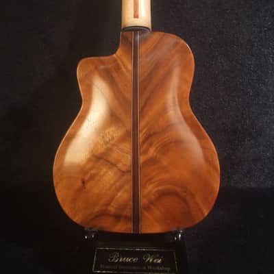 Handmade Gypsy Concert Ukulele, ArchBack Curly Wanut, Acacia MOP & Abalone Inlay, Soft-bag, Bruce Wei GUT15-2009 image 6