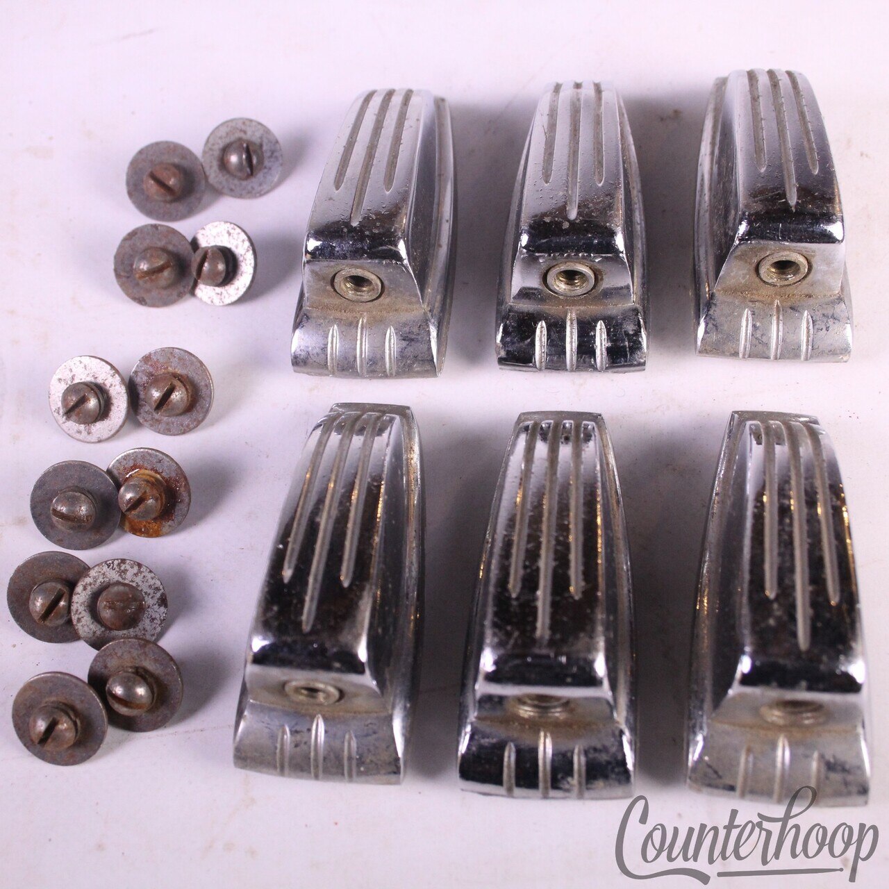 Ludwig 6x Bass/Floor Tom Drum Lugs Large Classic Tension Lug Chrome WFL Vintage — main photograph