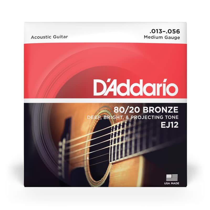 D'Addario 80/20 Bronze Strings, 13-56 Medium, EJ12 (SIngle Set) image 1