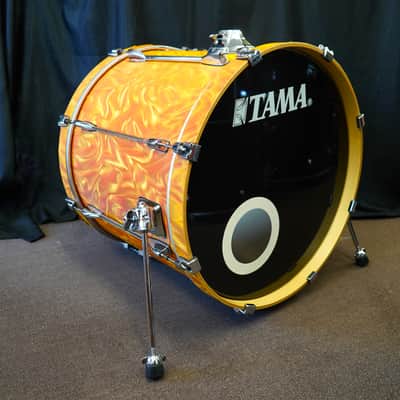Tama Superstar Series 22" Birch/Basswood Bass Drum w/ Mount - Orange Satin Flame | 18x22" image 6