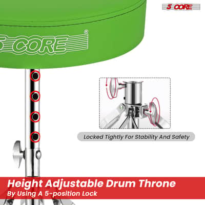 5 Core Drum Throne 3" Padded Drum Seat Height Adjustable Drumming Chair for Practice and Performance image 7