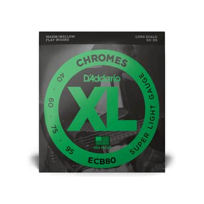 D'Addario ECB80 XL Chromes Flat Wound Bass Guitar Strings - Super Light 40-95 image 2