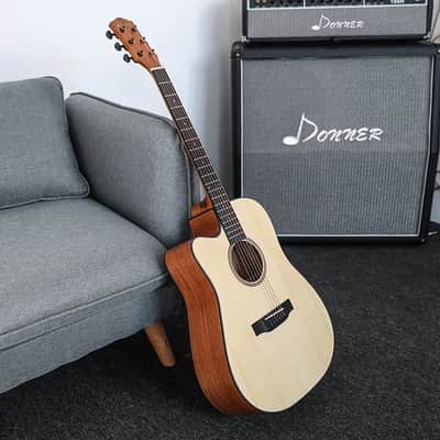 Left Handed Acoustic Guitar Cutaway 41 Inch Full Size Guitar Set image 10