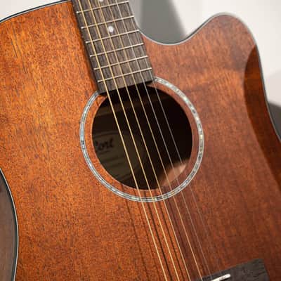 Cort EARTH60MCEOP Earth Series Dreadnought Venetian Cutaway Solid Mahogany Top Mahogany Neck 6-String Acoustic-Electric Guitar image 12