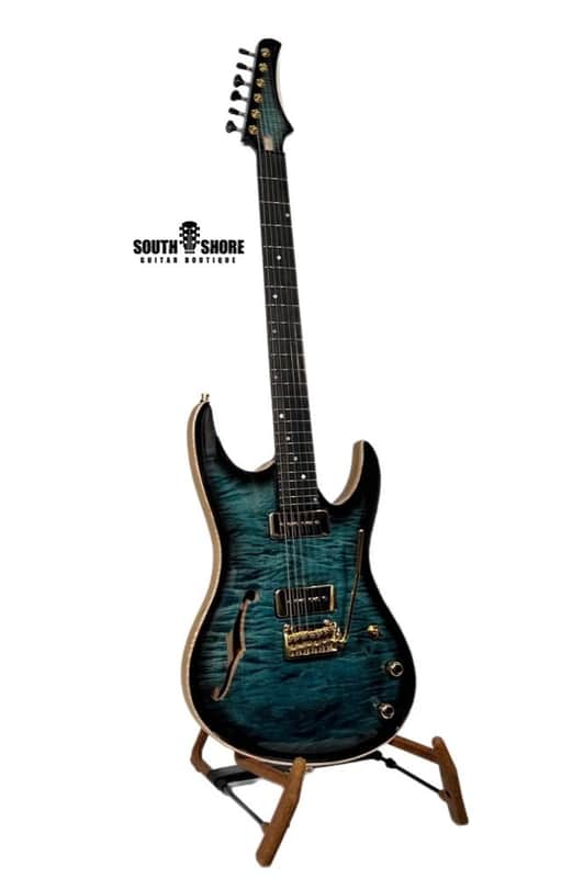 Valenti Guitars Nebula Carved Semi Hollow, Ocean Blue, 1 0f 5, NEW (Authorized Dealer) image 1