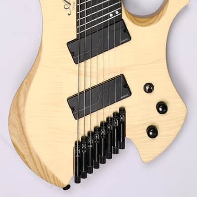 Agile 8 String Multi-Scale Fan Fret Headless Electric Guitar CHIRAL NIRVANA 82528 RL MOD SS Nat Flame image 2