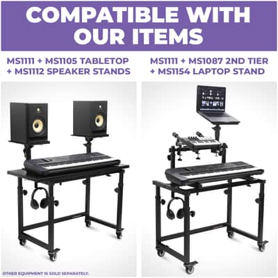 Liquid Stands Piano Keyboard Stand - Rolling Home Recording Studio Workstation DJ Keyboard Table image 3