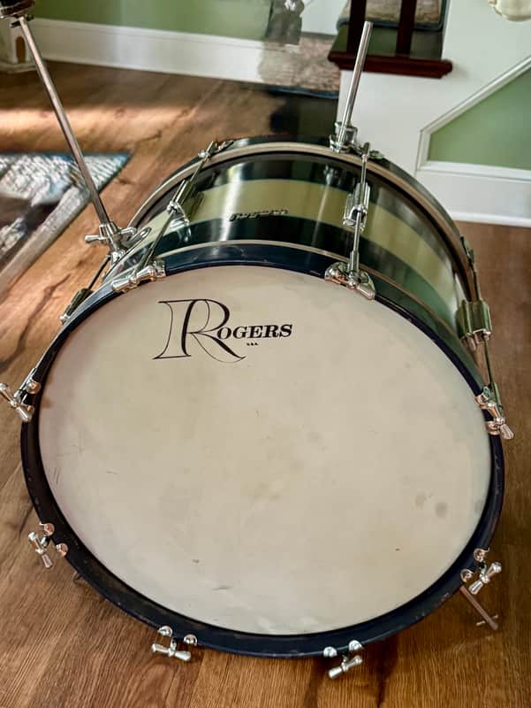 Roger's  14 x 20" Mercury Model Blue and Silver Duco Bass Drum Vintage 50's - 60's image 1