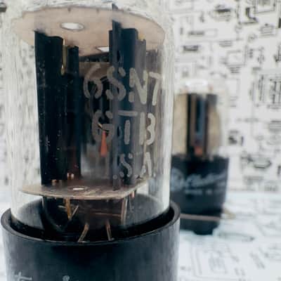 GE 6SN7GTB Matched Pair NOS Vacuum Tubes Grey Plate Side Getter Double Mica image 5