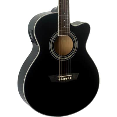 Washburn EA12B Mini Jumbo Acoustic-Electric Guitar Black | Reverb
