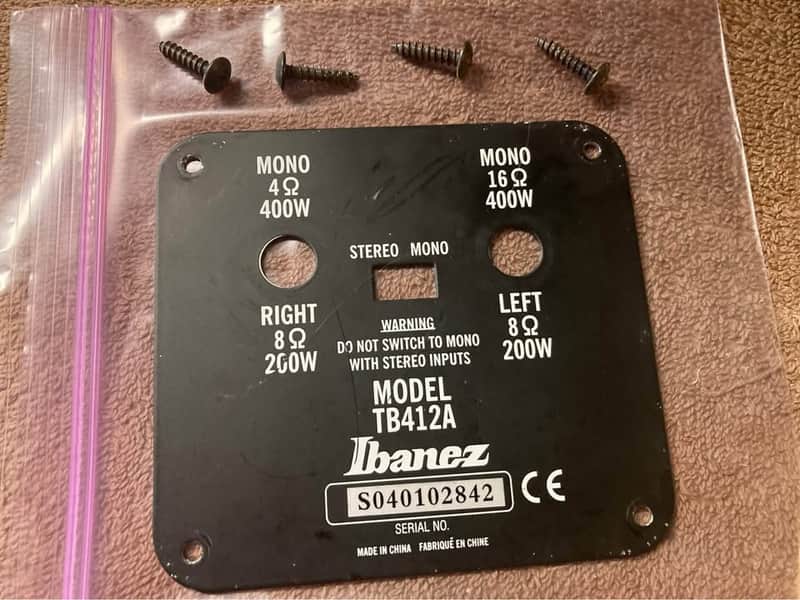 IBANEZ 4x12 back input plate & screws only for model TB412A speaker cabinet image 1