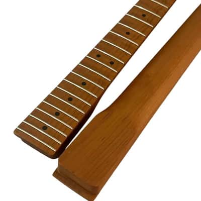 Roasted Maple Wood Guitar Telecaster Tele Style Neck, 22 Frets Fretboard image 5
