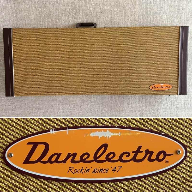 1999 Danelectro Tweed Hardshell Case + Key Yellow Plush Interior Out of Production Fits U1 / U2 / U3 / DC Models & More image 1
