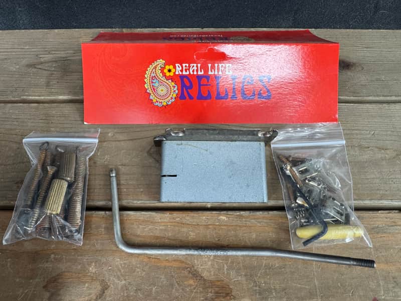Real Life Relics Fender® Aged American Professional Strat® Bridge Assembly, Chrome MODEL #: 0992004000 image 1