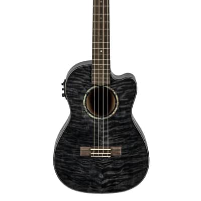 Lanikai Quilted Maple Black Stain Baritone A/E Ukulele with Foam Case (QM-BKCEB) image 1